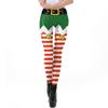Womens Christmas Striped Print Slim Mid-Rise Leggings Cosplay Bottoms