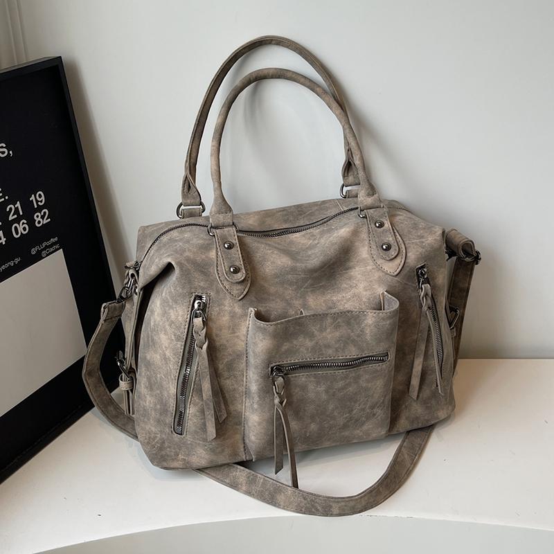 Vintage Women's PU Handbag, Simple Tote Bag, Large-capacity Messenger Bag, Fashionable Large-capacity Daily Handbag, Vintage Style