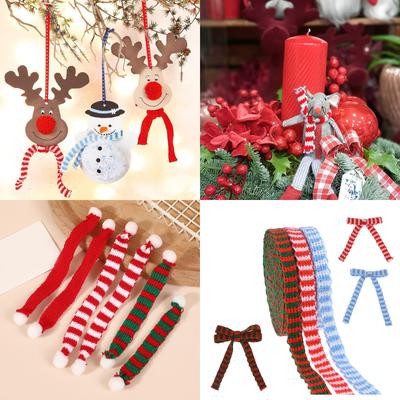 3 Farben Weihnachtsband Zopf Wolle Strickband Winter Feiertags Bastelbänder zum Geschenkverpacken Weihnachtsdekorationen