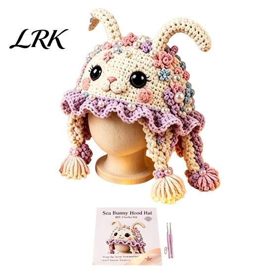 DIY Craft Project for Kids Animal Hood Hat Crochet Kit, Earflap Weekend Cute Kit Beginners, Handmade Winter Headwear Soft Yarn Making