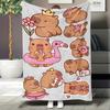 Warm Capybara Family Theme Flannel Blanket, Comfortable and Lightweight Multi-purpose Blanket for Sofa Birthday Gift Blanket