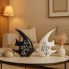 Ceramiczna Nowoczesna Minimalistyczna Czarno-Biała Figurka Artystyczna Ryba Miłości|Piękny Wystrój Domu-(Zestaw 2 szt., Czarny i Biały)