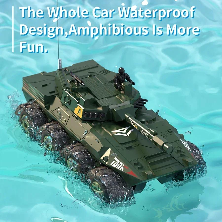 1/32 Amphibious Rc Car Remote Control Tank Armored Vehicle Large Remote Control Vehicle Children's Gift Wireless Model Toy Gift