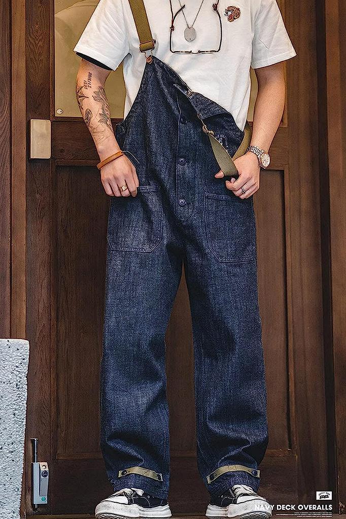 Kayiyasu Denim Sizes Plus Cap Sarouel Loose Fit Men's Overalls, S-5XL, Sizes, Pants, Outdoor, Wide-leg Pants, Pants, Unisex, Workwear, Stylish, (2XL,