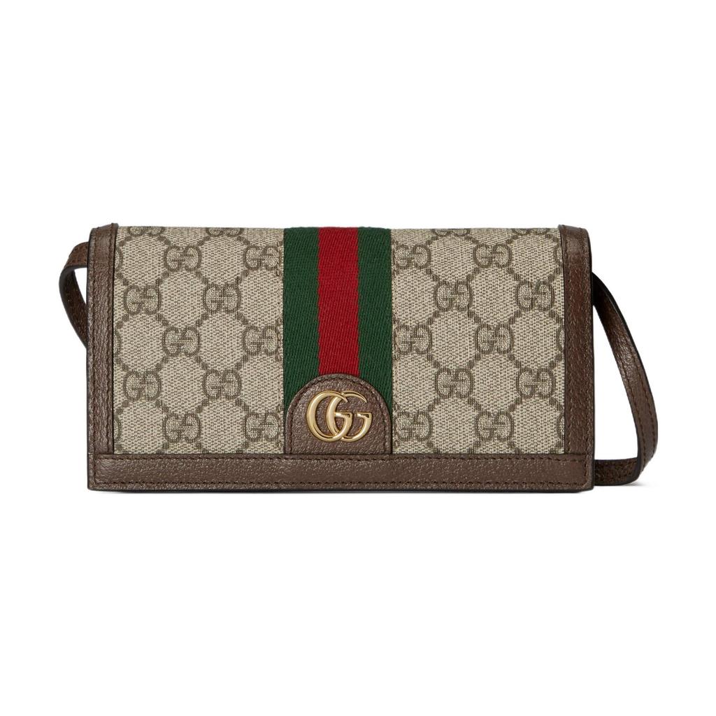 Gucci Ophidia Classic Monogram Print Snap Closure Adjustable Shoulder Strap Canvas And Leather Crossbody Wallet Women Wallet 723619-96IWG-8745
