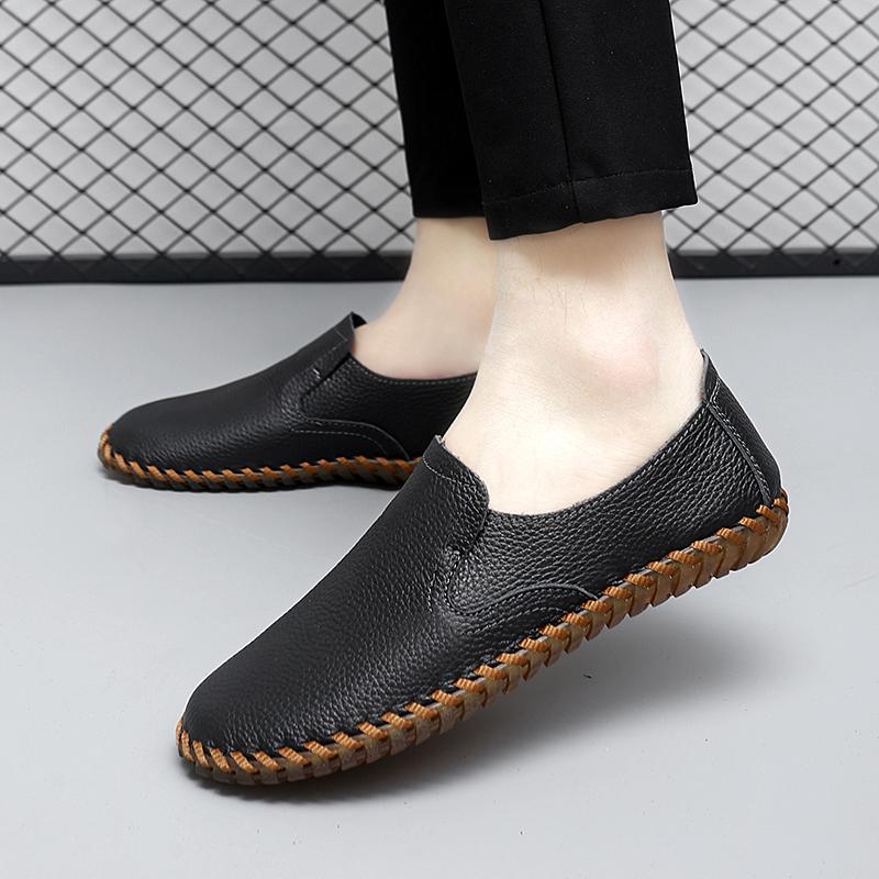 Fashion Lightweight Mens Loafers Male Comfortable Dress Shoe Hot Sale Fashion Mens Slip On Shoes Leather All-match Soft Business Flats