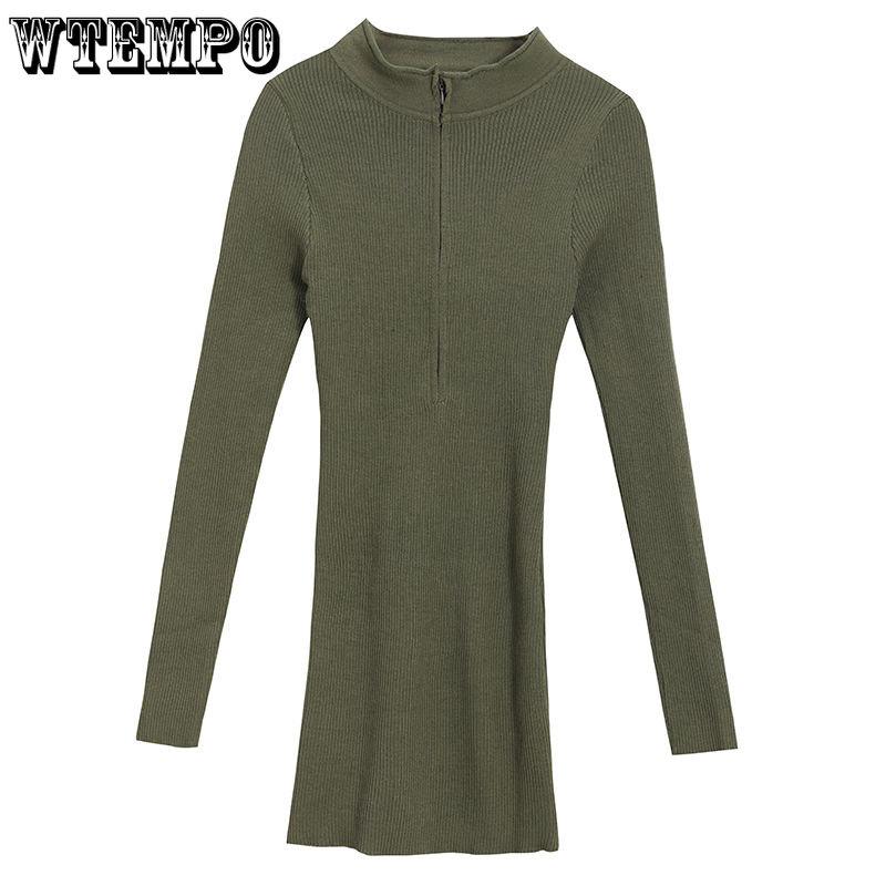 Ανοιξιάτικο και Φθινοπωρινό γυναικείο φόρεμα Μαύρο πικάντικο πλεκτό φόρεμα για κορίτσια με τυλιγμένη κοντή φούστα γοφό Στενή και καθαρά υπόστρωμα μακρυμάνικη φούστα