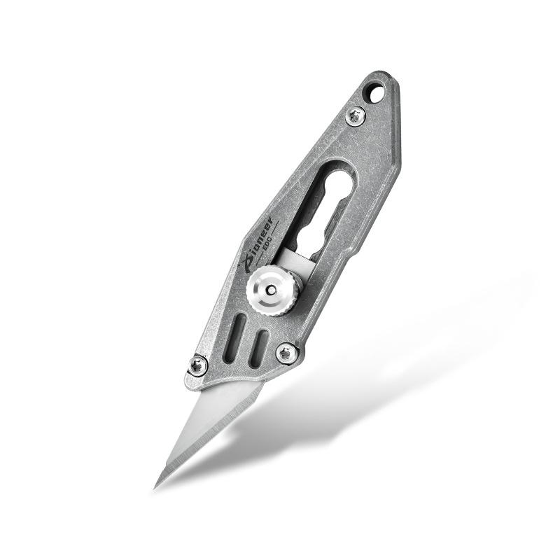 Titanium Alloy Utility Knife Push Pocket Knife Portable Mini Keychain Unboxing Cutter Survival Multitool EDC with Gift Box