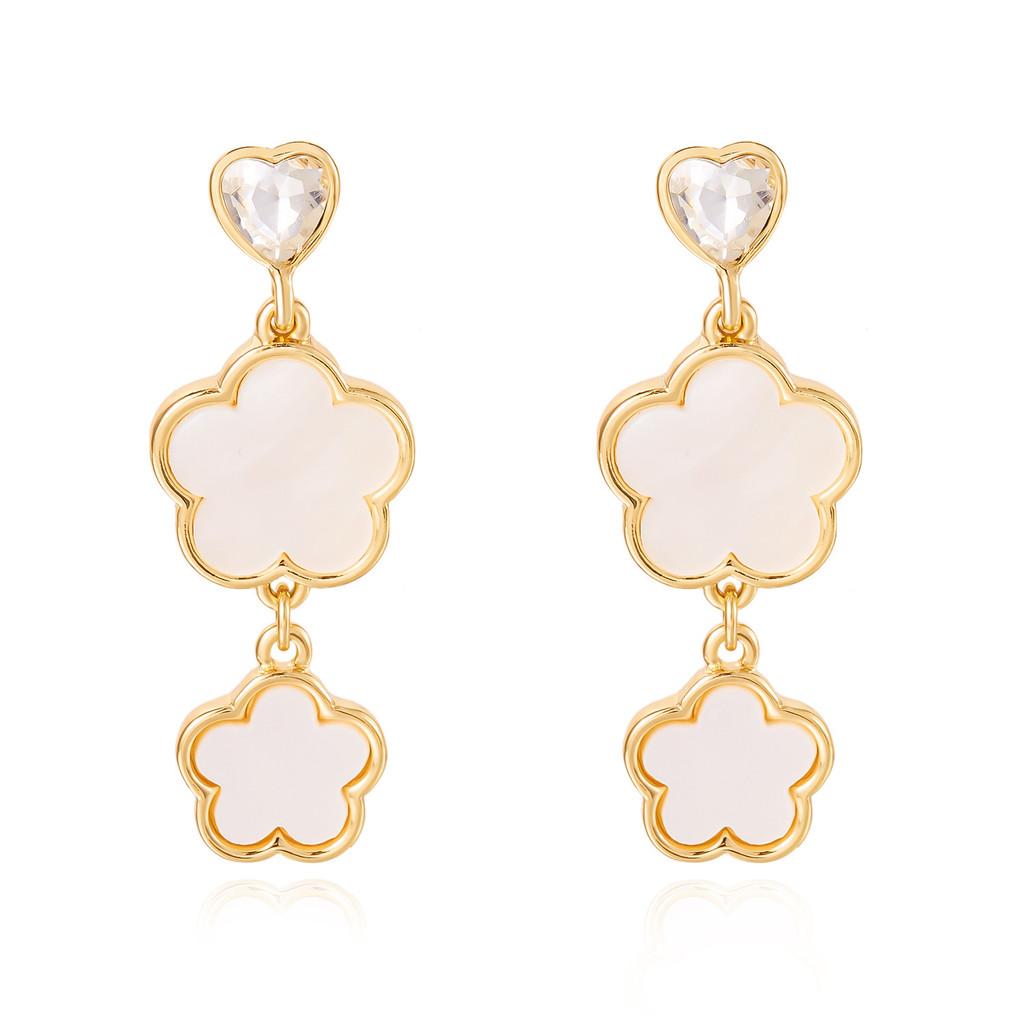 Four Leaf Clover Earrings Alloy Geometric Heart Design For Women