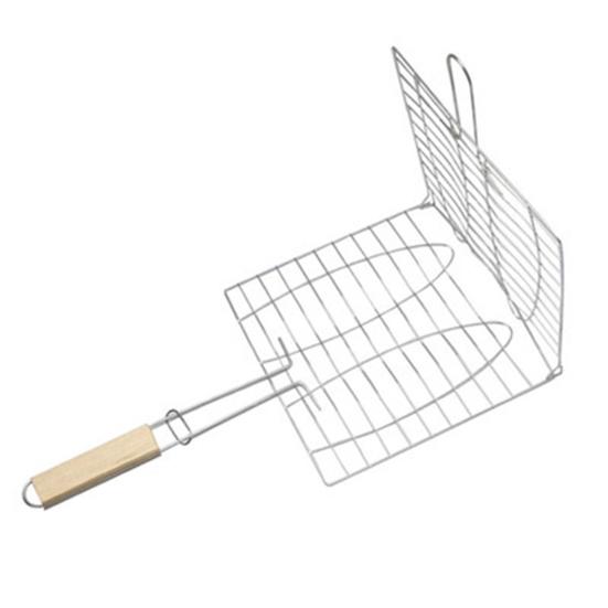 Pinza Rete Griglia Staffa Classica a Forma di Pesce per Arrosto Pesce Pratico Manico Lungo Barbecue Casalingo