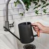 IMEEA Watering Can, 1000ml, Stainless Steel with Wooden Handle, Stylish Gardening Tool, Black