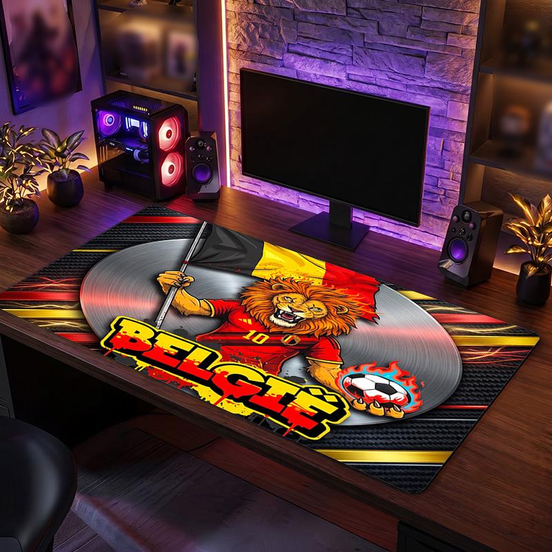 Belgium Football Crest Mouse Pad, Extended Non Slip Rubber Desk Mat for Gaming Office Laptop Fan Gift
