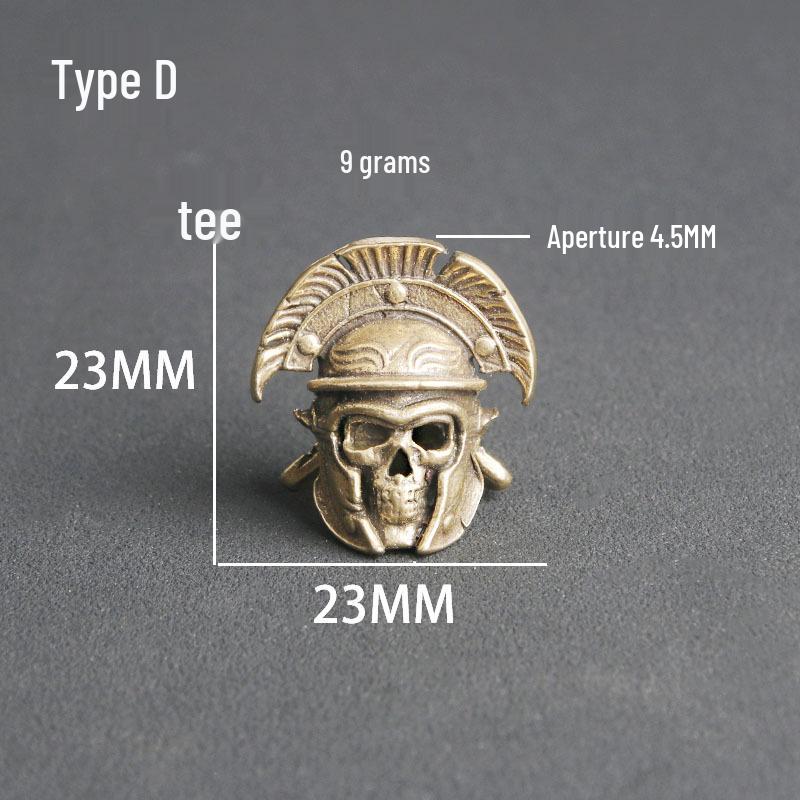 Brass Skull Head Paracord & Keyring Pendant DIY Accessory
