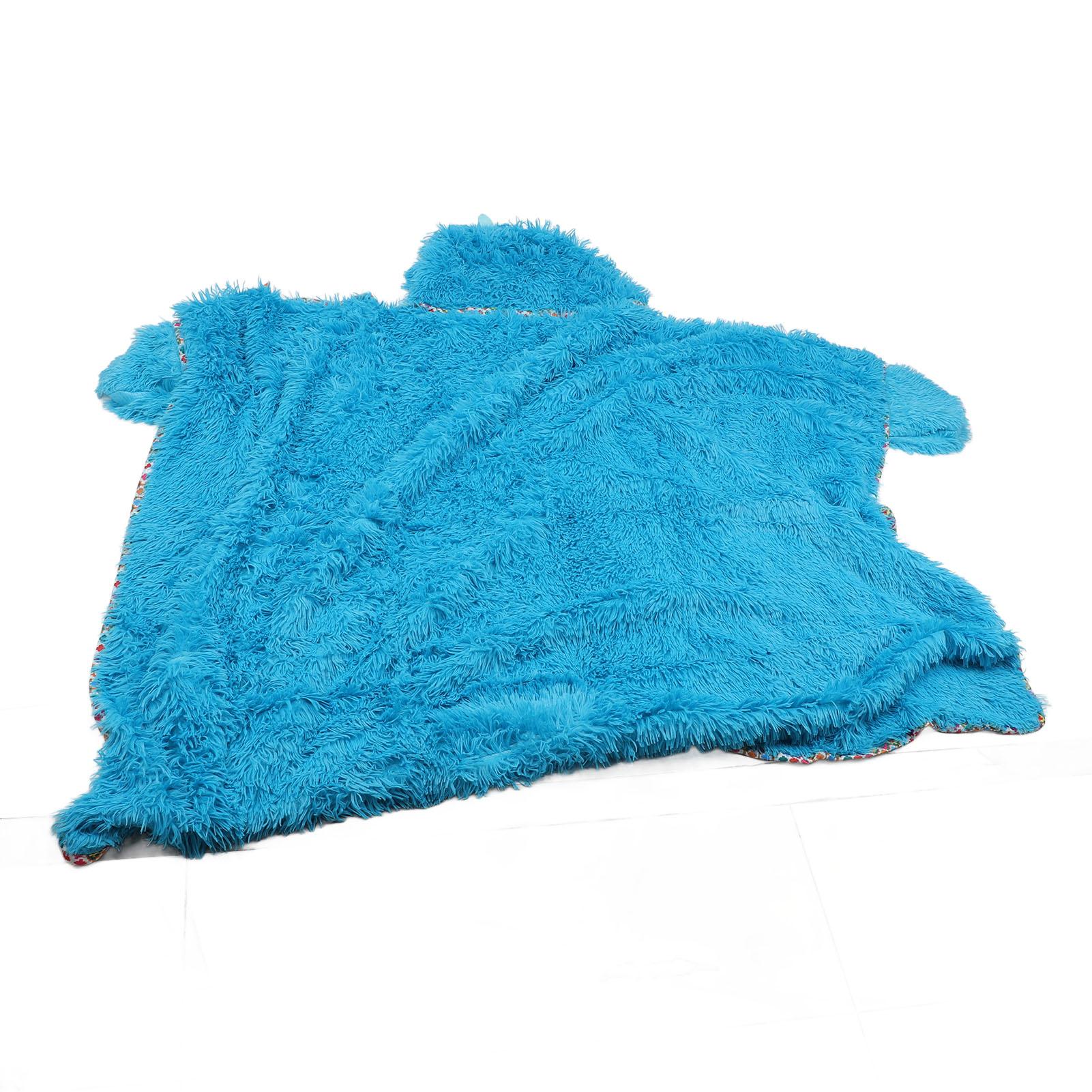 

Носимое одеяло Утолщенный бархат Очаровательное пончо-одеяло с капюшоном Домашняя одежда для зимы и весны синий