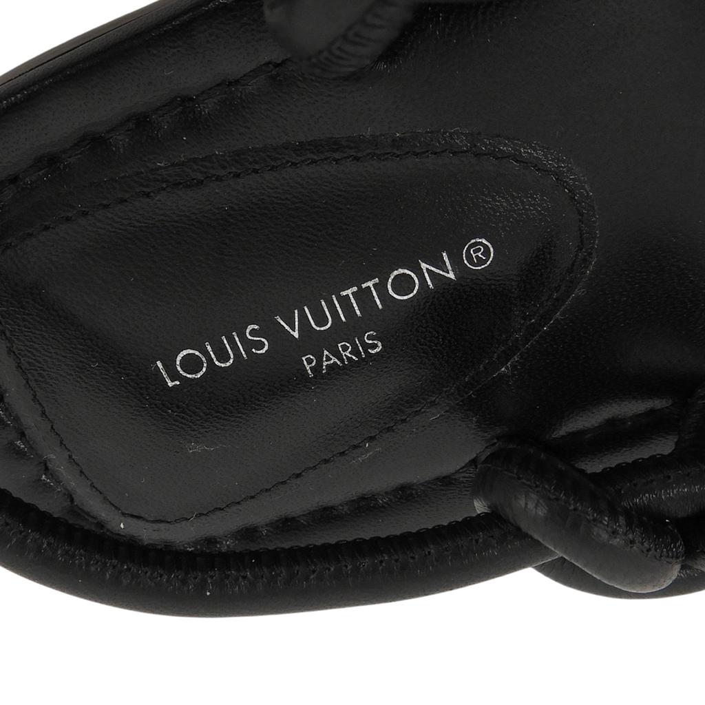 Great LOUIS VUITTON Sandals Black Leather Women 36.5 Used