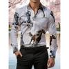 Men's long sleeved shirt with printed collar button up cardigan shirt, new fashionable men's top, trendy street daily wear
