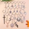 Cute Sun Moon Keychain Metal Cross Keyring Pendants for Car Key Holder Women Girls Handbag Accessories DIY Jewelry Gifts