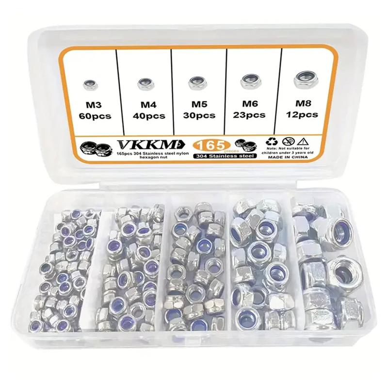 

Набор из 165 шестигранных гаек из нейлона и нержавеющей стали марки 304