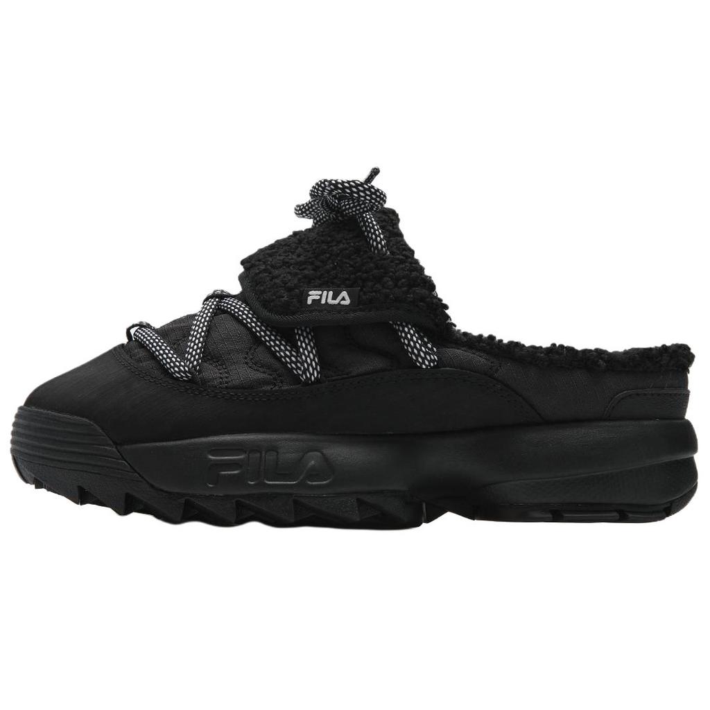 FILA Disruptor 2 Slip-On Fashionable Plush Warm Comfortable Retro Cute Trendy Versatile Easy-On Clogs Women Footwear Black F12W542128FBK