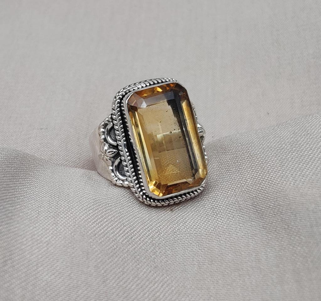 Handmade Citrine Sterling Silver Ring: Boho November Birthstone