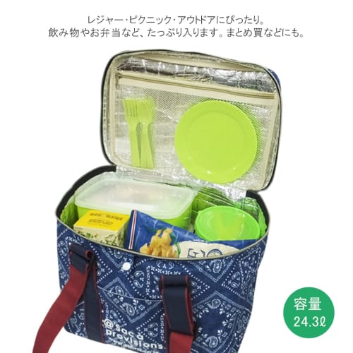 AtFirst Soft Cooler Bag, Insulated Leisure Bag, Foldable, Bandana Finish, Navy, AF6271