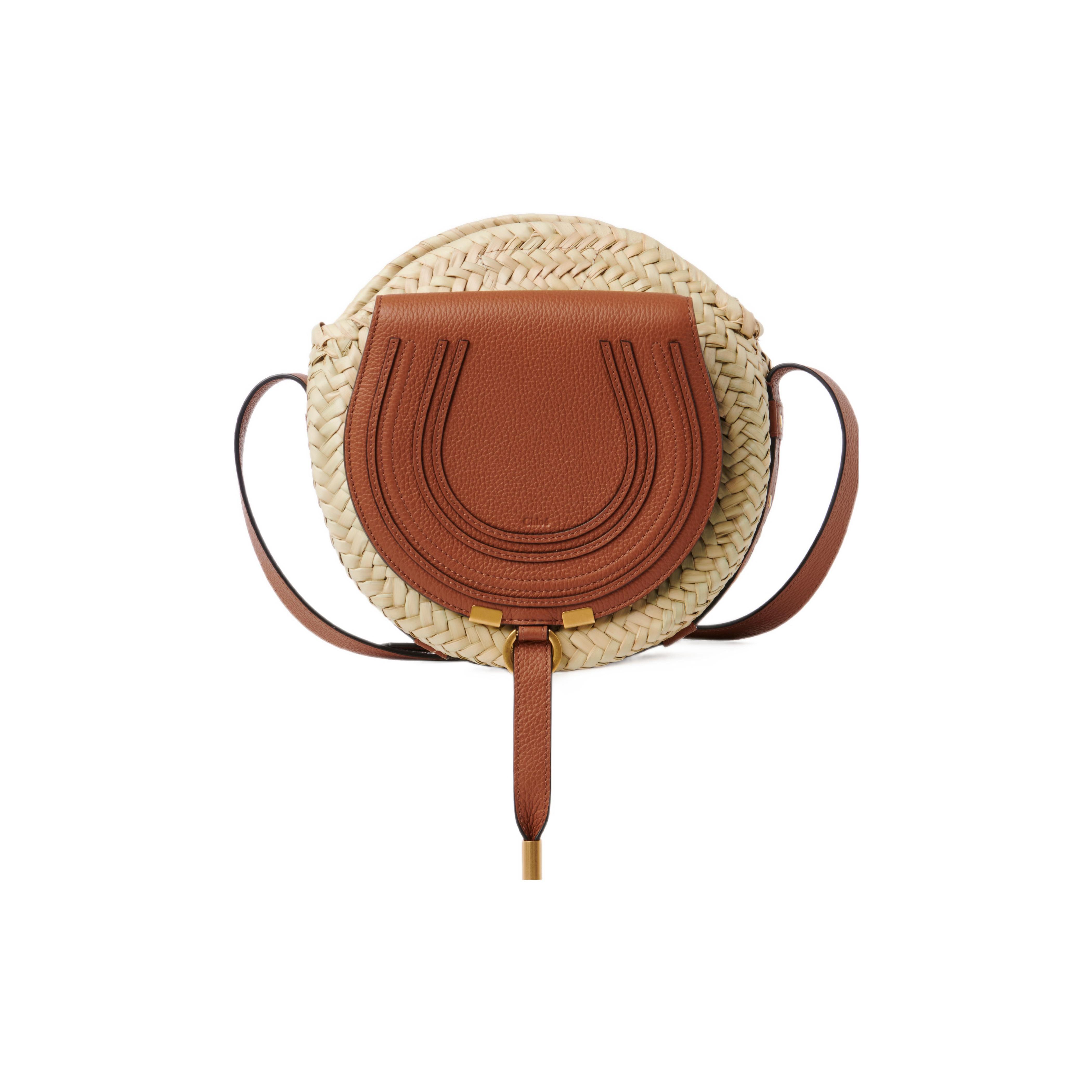 

Chloe Marcie Iconic Saddle Stitch Detail Adjustable Shoulder Strap Magnetic Closure Raffia And Calfskin Crossbody Bag CHC23-SS736I32-25M Basic Set (Bag+Dust Bag)
