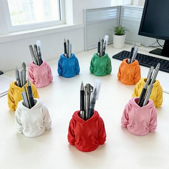 3D Printed Hoodie Pen Holder, Makeup Brush Organizer for Desk, Creative Sweatshirt Shape Pencil Storage Container, School Office Supplies