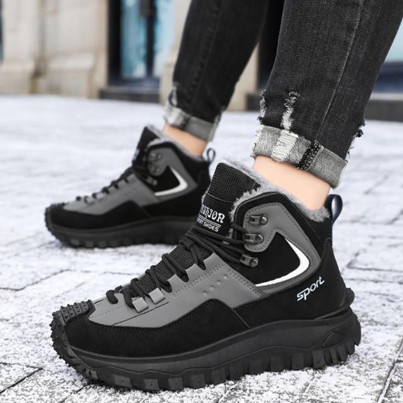 Fashion Men Snow Boots Fashion High-top Cotton Shoes Plush Warm Winter Boots for Men Non-slip Platform Boot Outdoor Safety Shoes Sneaker