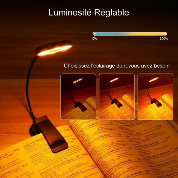 LED Lampe de Bureau Lecture Lampe de Bureau LED Rechargeable à Pince , 2 niveaux de luminosité Eye-Care
