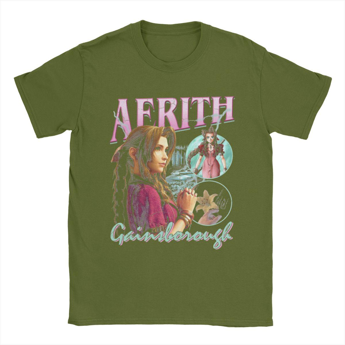 

Vintage Aerith Gainsboro Final Fantasy 7 T-Shirt for Men Crewneck Pure Cotton T Shirts Short Sleeve Tees Gift Idea Clothing 4XL