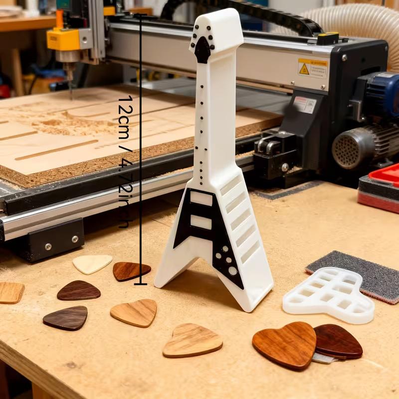 10-Slot Guitar Pick Holder Guitar Shape Plastic Guitar Pick Organizer Space-Saving For Electric, Acoustic, Classical Guitars
