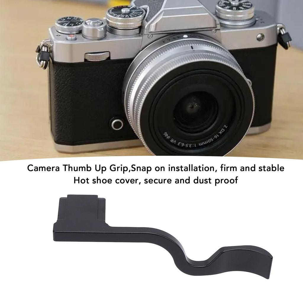 Aluminum Alloy Camera Thumb Grip for with Hot Shoe Dust Cover and Ergonomic Body Design for Stable Handhold ZF/ZFC Cameras, (Black)