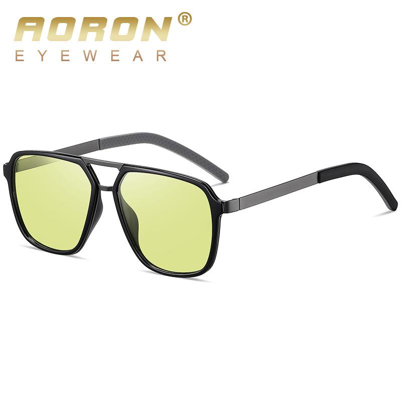 aoron Polarized Driving Sunglasses Fashionable Men's Metal Large Frame Outdoor Color-changing Sunglasses