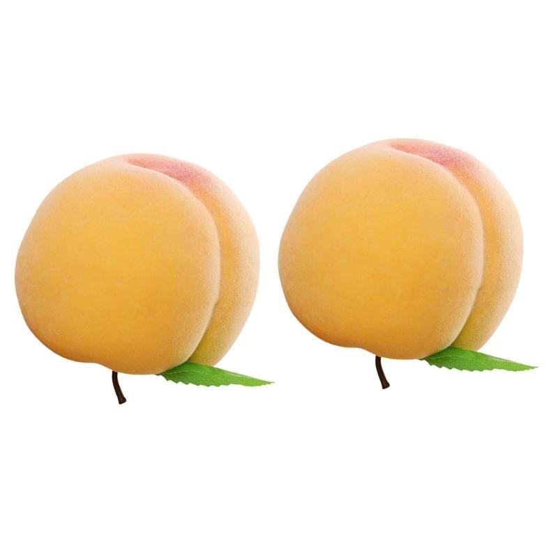 2Pcs Simulation Peach Artificial Fruit for Kitchen Decoration and Festival