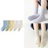 5 Pair Soft & Comfortable Girls Socks Boy Crew Socks In Tube Socks Fashionable Calf Length Socks Breathable for School  Girls cheating 