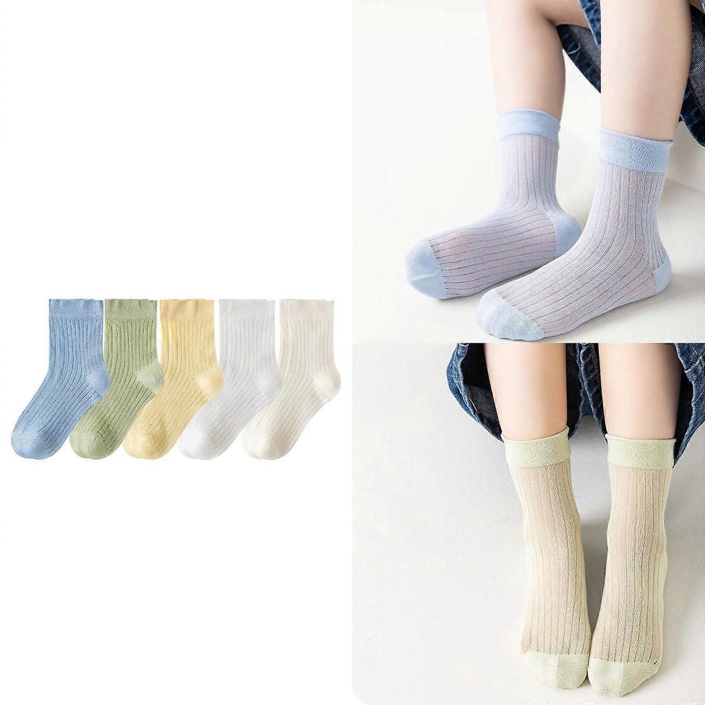 5 Pair Soft & Comfortable Girls Socks Boy Crew Socks In Tube Socks Fashionable Calf Length Socks Breathable for School  Girls cheating 
