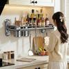 Wall-Mounted Suction Cup Spice Rack Kitchen - 40cm Single/50cm 60cm Double Tier Luxury Style No Drilling