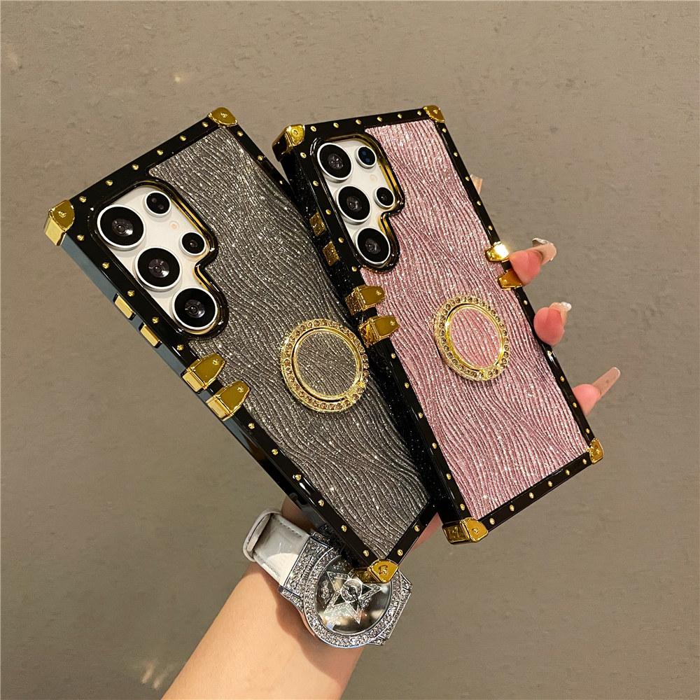 Luxury Ring Stand Case For Samsung Galaxy S25 Edge S24 S23 Ultra S24FE S25Plus Bracket Bling Cover Fundas