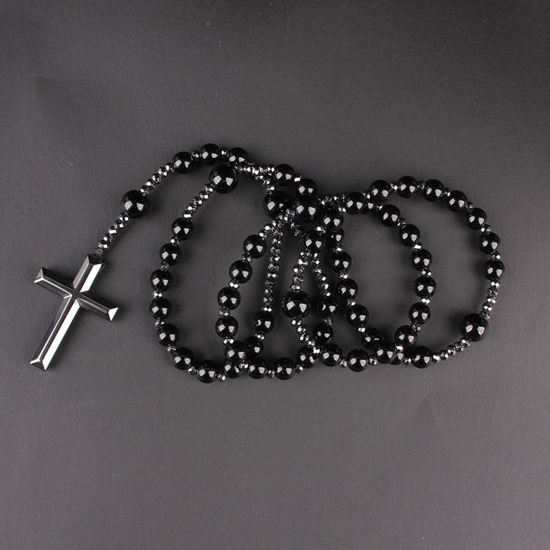 Antique Religious Catholic Necklace Prayer Beads Rosary Necklace Catholic for Cross Religious Holy Soil Prayer String