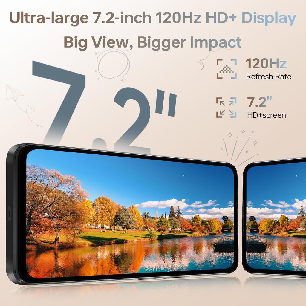 Cubot Note 60 Smartphone - 7.2 Inch 120Hz Display, 7000mAh, 16GB+128GB Android 15, 48MP Camera, 4G Dual SIM/Face ID/NFC/GPS/Dual Speakers
