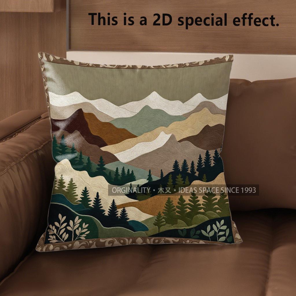 2D Mountain Landscape Pillow Covers For Home Decor Pattern Cushion Cover Suitable For Sofa Bedroom Car Pillow Cover