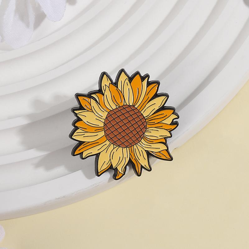 Beautiful Sunflower Enamel Pins Custom Positive Floral Brooches Lapel Badges Clothes Plant Jewelry Gift for Kids Friends