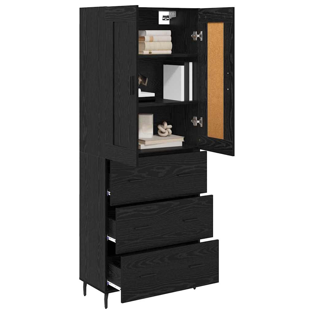 Highboard 2 pcs Black Oak Effect Particleboard