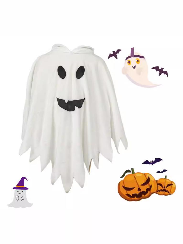 Kids Cape Halloween Hooded Wool Cloak Vampire Ghost Cosplay Costume