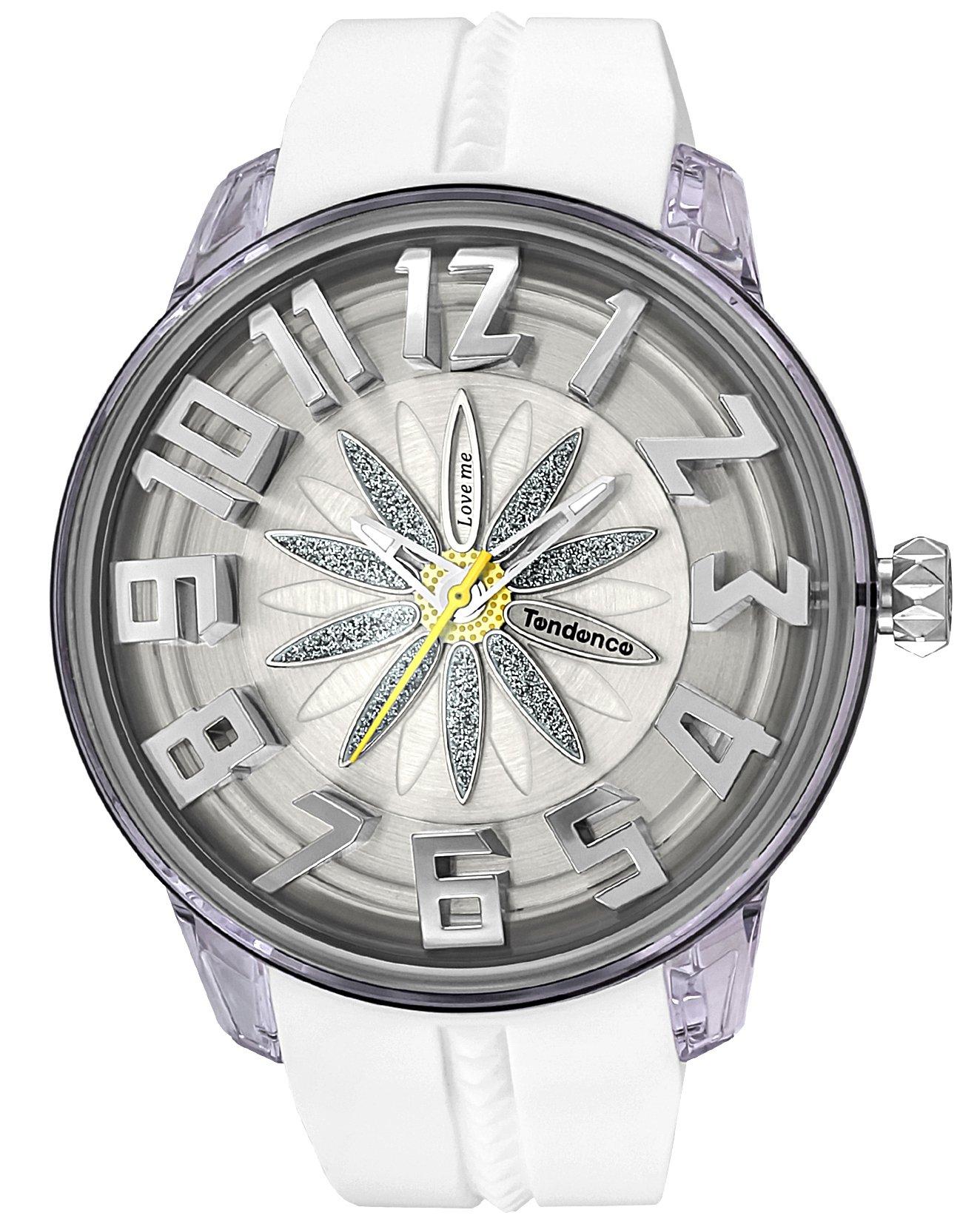 

[Tendence] Watch Silver Dial Polyamide Mineral Glass Quartz 50MM Watch TY023004 Women s Regular Import White