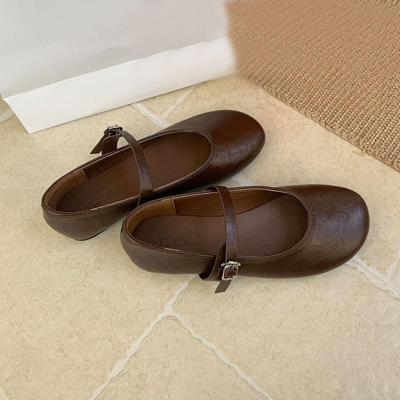 Fashion Soft Footwear Round Toe Women Ballet Flats Shoes Casual Female Shallow Fashion Buckle Strap Ladies Mary Janes Flats Shoes new