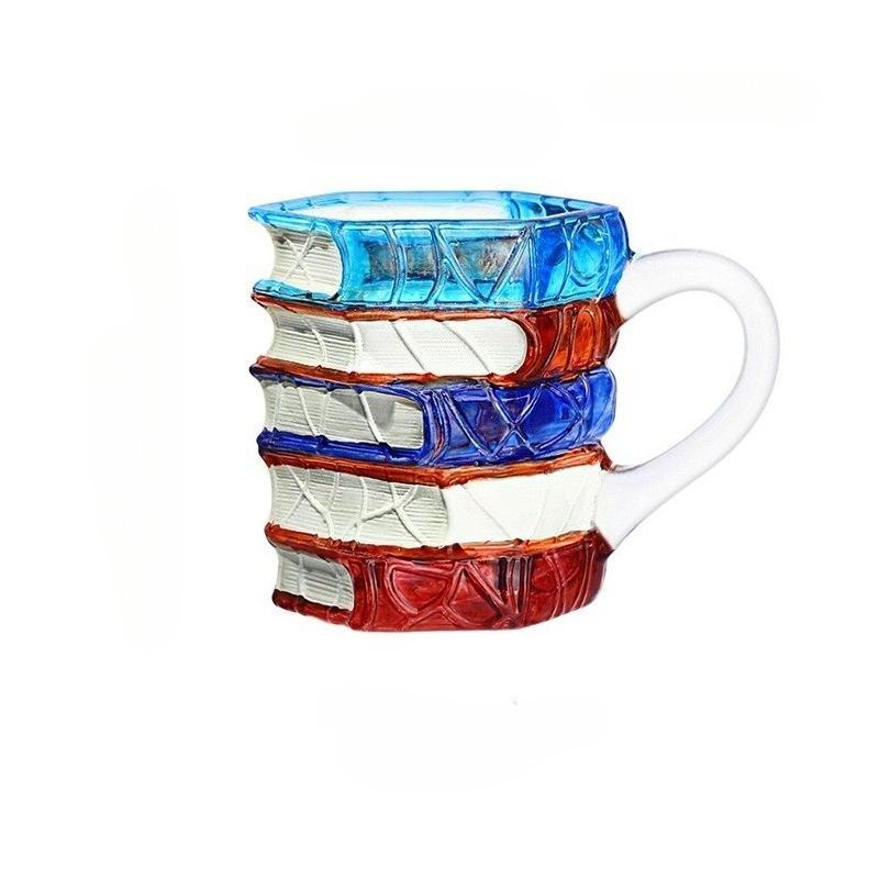 Расписанная кружка-книга Креативная питьевая чашка из высокоборосиликатного стекла с ручкой Кружка-книга Пивная кружка Кофейная чашка Чашка для завтрака 350ml