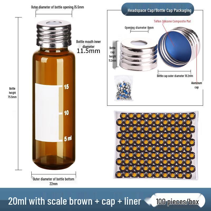 

20ml Brown Glass Headspace Vials with Cap & Septa