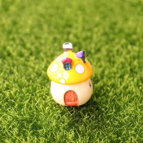 Mini houbový dům Figurka Miniaturní doplňky pro pohádkovou zahradu Malá pryskyřičná chaloupka Soška pro DIY Terárium Mechový krajinný květináč Bonsaj Dekorace