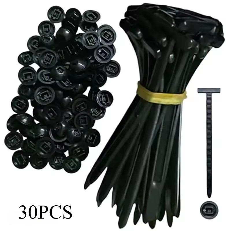 

30/50/100PCs Heavy Duty Self-Locking Nylon Cable Tie Buckle with Pin & Button for Car Daily Repair and Fastening Car Accessories 30PCS